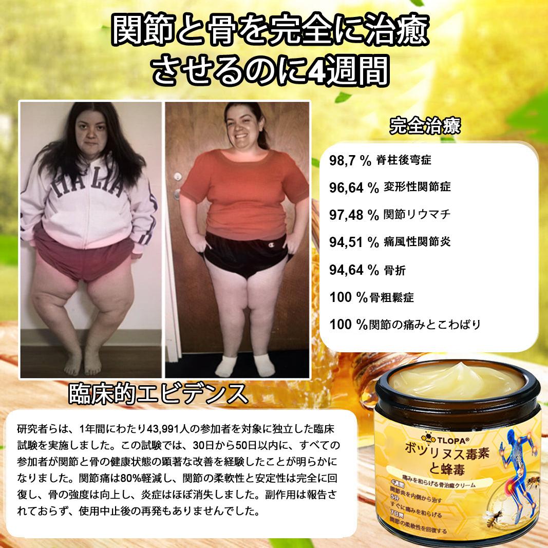 アメリカ製✅🇺🇸TLOPA® ボツリヌストキシン&蜂毒 骨・関節サポートクリーム (👴高齢の方におすすめ!整形外科医も推奨🐝)